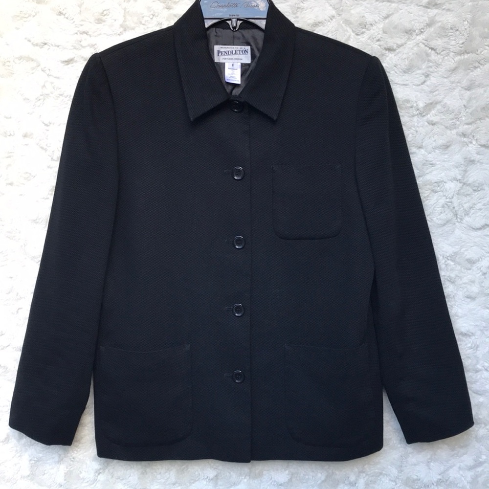 Euc Pendleton Black Buttoned Jacket Sz8 - image 1